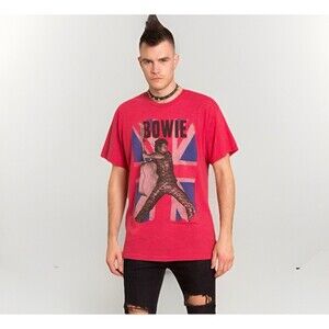 David Bowie Tee Shirt Men's Size XL Red Retro Band Rock British